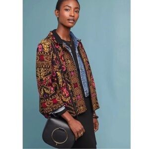 Moth by Anthropologie Paisley Intarsia Boho Cardigan Knit Sweater Size XS